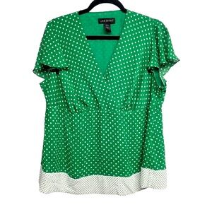 Lane Bryant Green Polka Dot Top